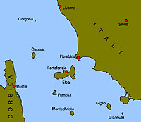 Elba - Karte - Korsika, Elba, Italien