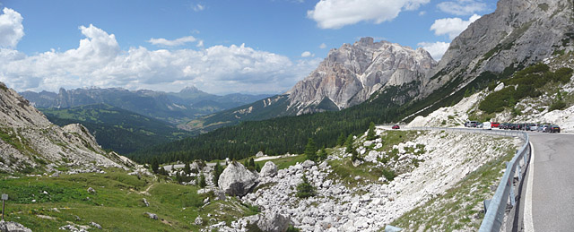 Valparola - Westrampe oben Aussicht Pano