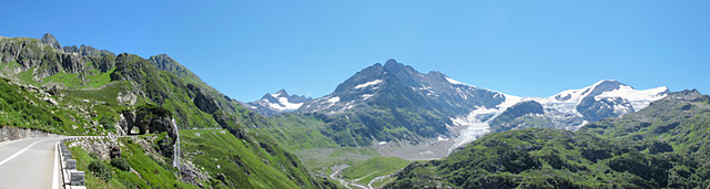 Susten - Westrampe oben Panorama Wasserfalltunnel