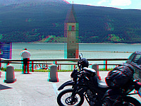 Reschensee - Kirchturm mit Bike 3D