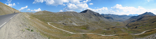 Bonette - Nordrampe oben Blick PH und Moutiere Pano